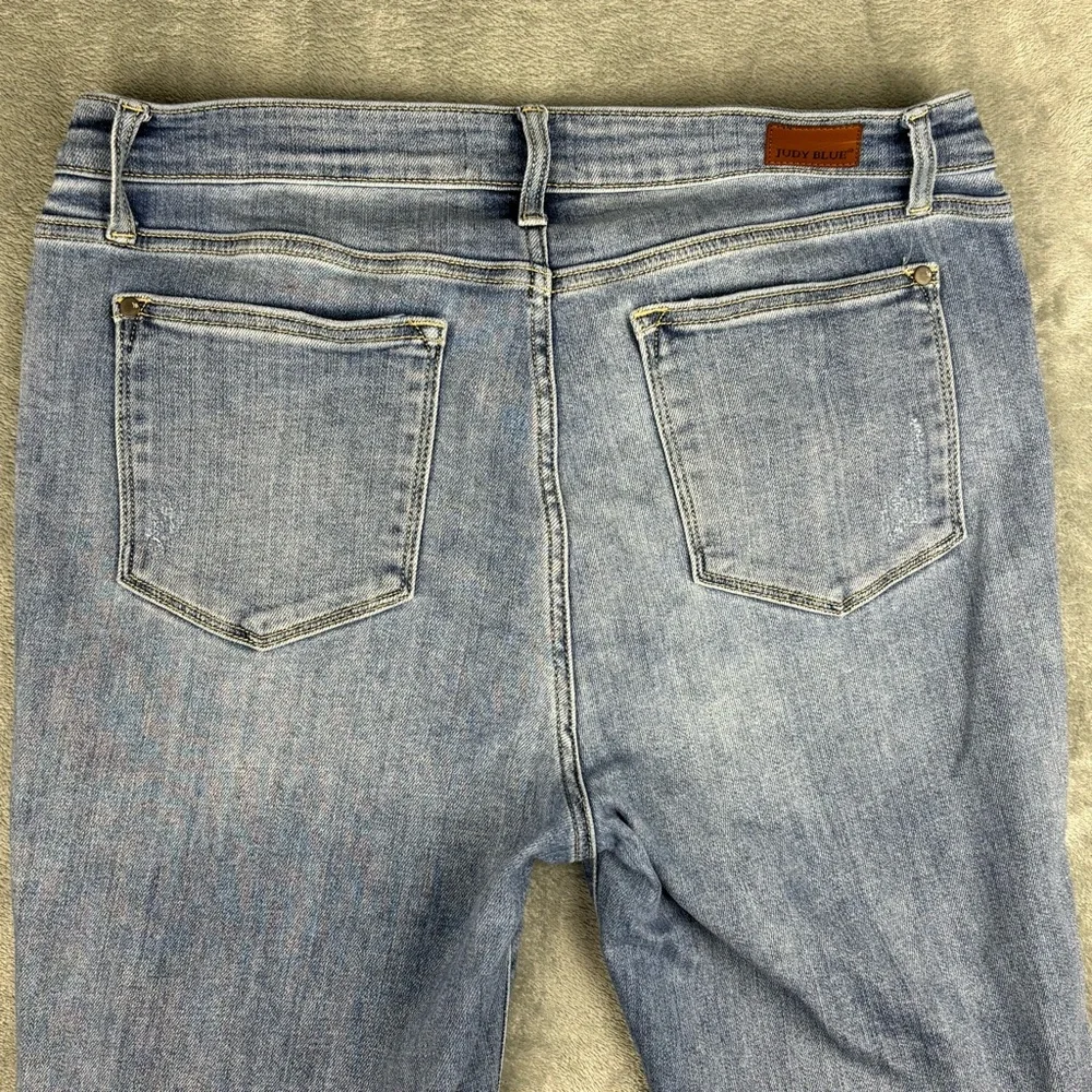 Judy Blue Jeans Womens 15 (36X32 ) Blue Bootcut  Medium Wash Stretch‎ Distressed